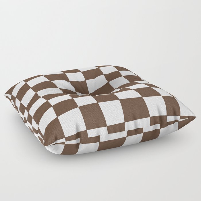 Hand Drawn Checkerboard Pattern (brown/white) Floor Pillow