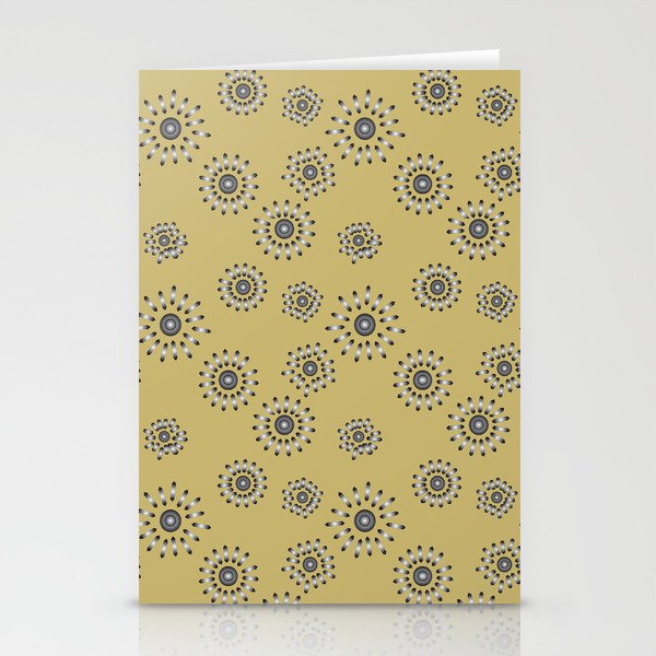 Black/grey flowers on yellow Stationery Cards