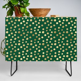 Emerald Green Gold Spots Pattern Credenza