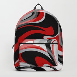 Liquify - Red, Gray, Black, White Backpack | Black And White, Graphicdesign, Hippie, Modern, Marbleized, Liquid, Red, Fluid, Motion, Gray 