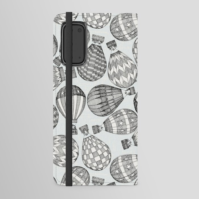 hot air balloons ditsy black Android Wallet Case