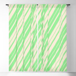 [ Thumbnail: Light Green & Beige Colored Stripes Pattern Blackout Curtain ]