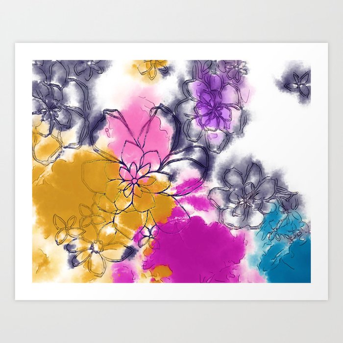 Abstract Flowers - Watercolour Paiting Art Print