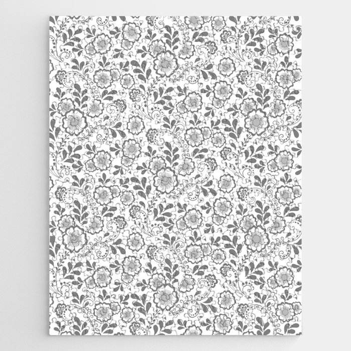 Grey Eastern Floral Pattern  Jigsaw Puzzle