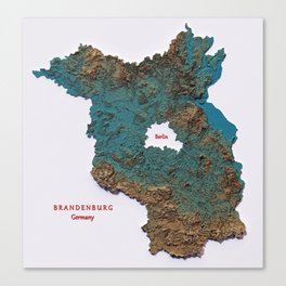 Brandenburg sorrounding Berlin map with 3d effects Canvas Print