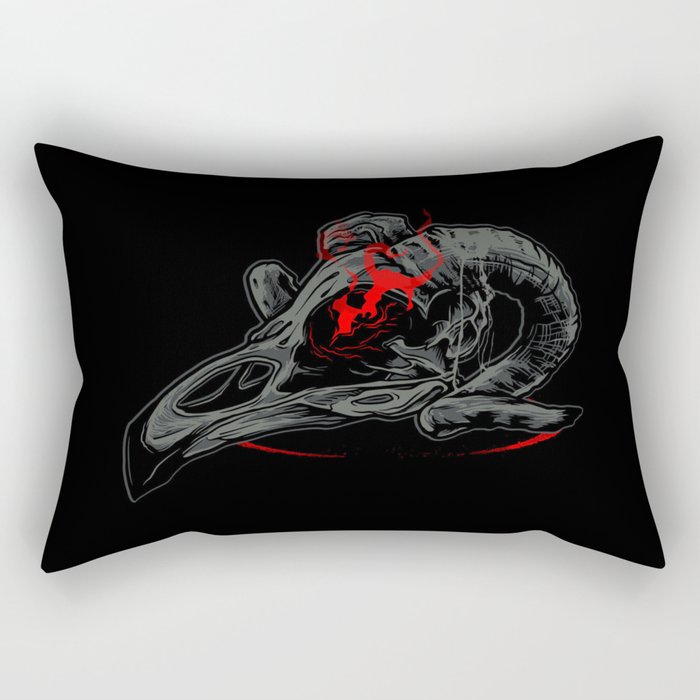 Creepy Bird Skull Horror Rectangular Pillow
