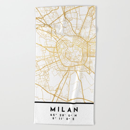 MILAN ITALY CITY STREET MAP ART Beach Towel