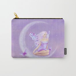 Lavender Moon Fairy Carry-All Pouch | Blue, Purple, Stars, Butterflyfairy, Butterfly, Moon, Fairy, Peach, Painting, Moonfairy 