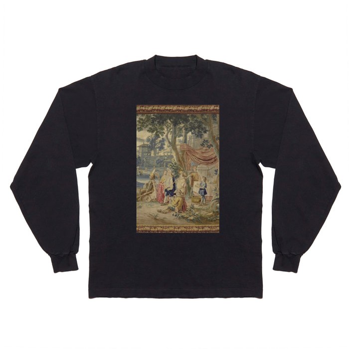 Antique 18th Century Flanders Tapestry Long Sleeve T Shirt