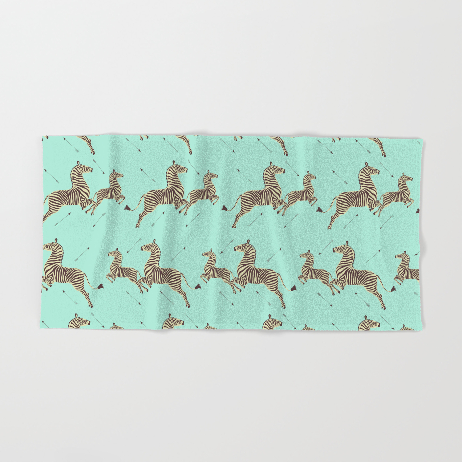 Royal Tenenbaums Zebra Wallpaper Seafoam Green Hand Bath Towel By Sydneykoffler Society6