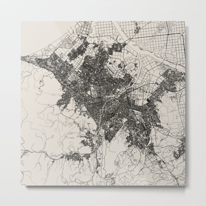 Sapporo - Japanese City Map - Black and White Metal Print