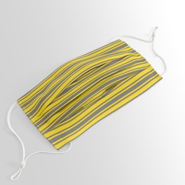 [ Thumbnail: Dim Grey & Yellow Colored Stripes Pattern Face Mask ]