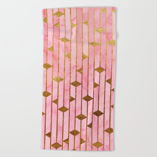 Pink Marble Skyscrapers Beach Towel