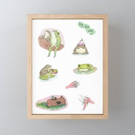 by the Log (Cute frog sticker sheet) Framed Mini Art Print