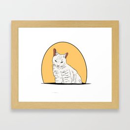 Cat in orange circle Framed Art Print
