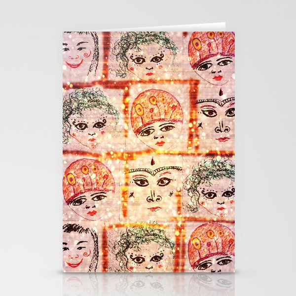 Faces abstract art world face dreamers  Stationery Cards