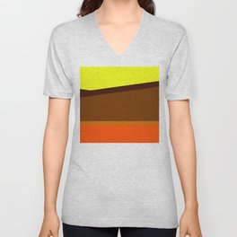 Brown Field Minimal "Landscape Drawings" V Neck T Shirt
