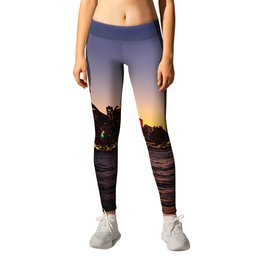 Sunset evening view of Victoria Harbour in Hong Kong, China Leggings