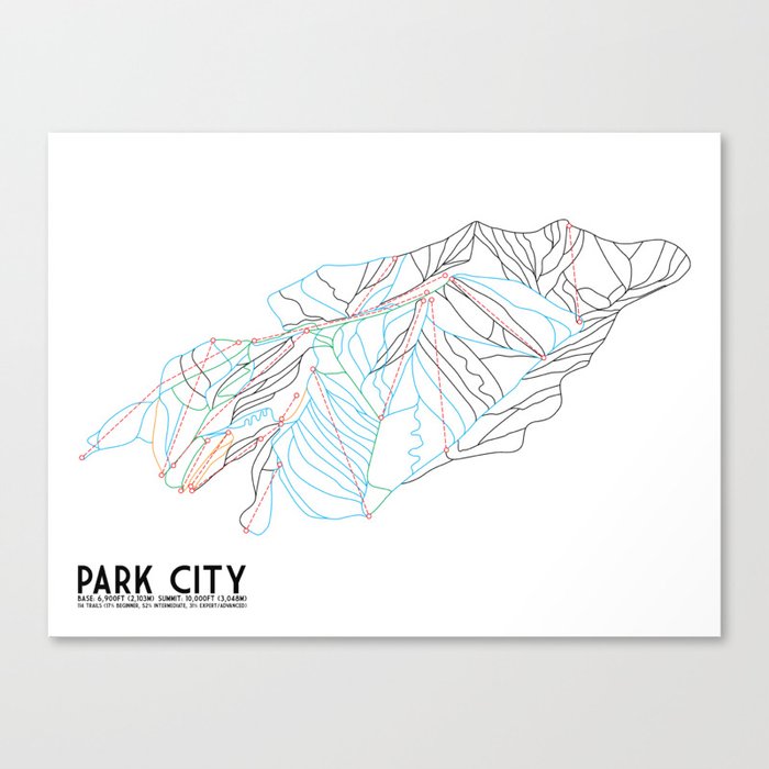 Park City, UT - Minimalist Trail Art Canvas Print