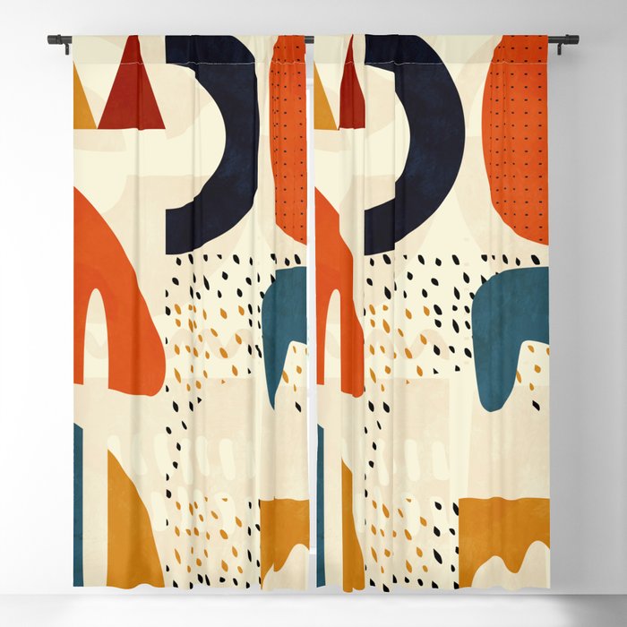 mid century shapes geometric abstract color 1 Blackout Curtain