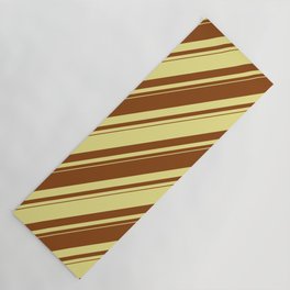[ Thumbnail: Tan and Brown Colored Lines/Stripes Pattern Yoga Mat ]