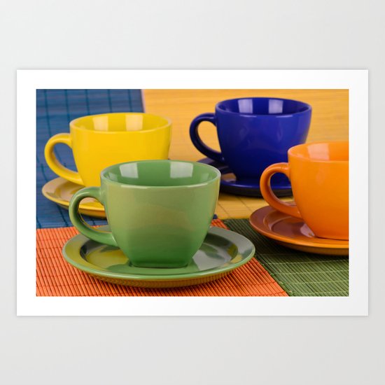 Colorful tea cups Art Print
