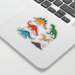 Jurassic Dinosaurs in Primary Colors Sticker