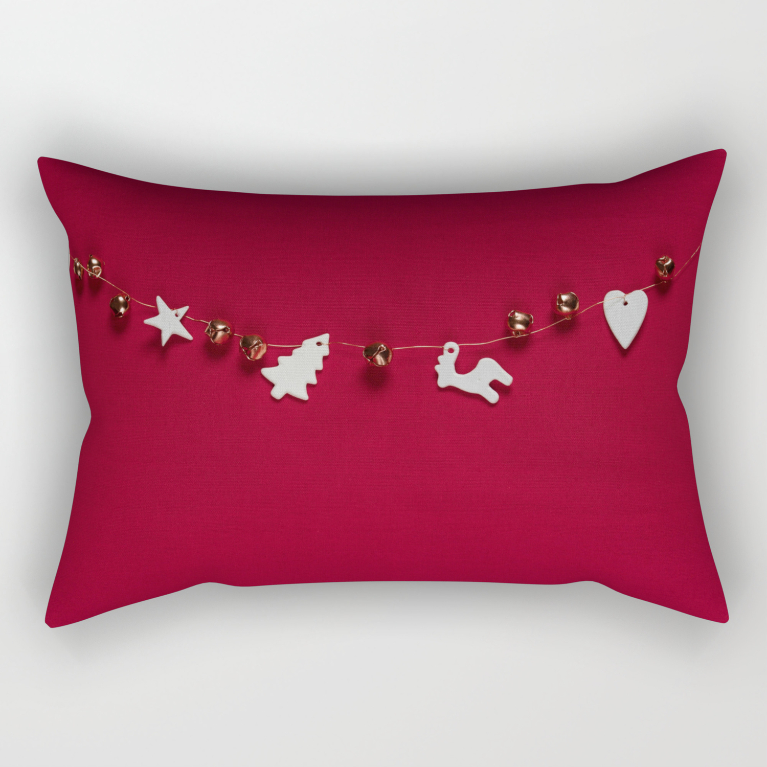 Christmas Decorations On Red Color Rectangular Pillow By