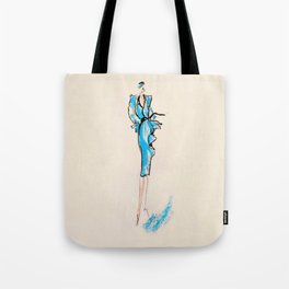 Woman in blue Tote Bag