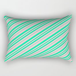 [ Thumbnail: Pink & Green Colored Lined Pattern Rectangular Pillow ]