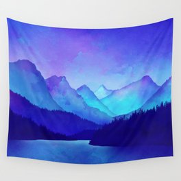 Cerulean Blue Mountains Wall Tapestry