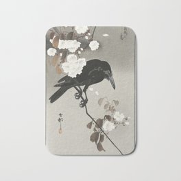 Crow and cherry blossom (1930 - 1975) by Ohara Koson (1877-1945) Bath Mat | Koson, Japan, Museum, Art, Publicdomain, Oharakoson, Old, Painting, Bird, Cherryblossom 