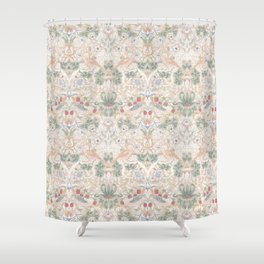 William Morris Vintage Strawberry Thief Soft Cream Pattern Shower Curtain