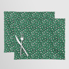 Leopard Print Black and White on Green Placemat