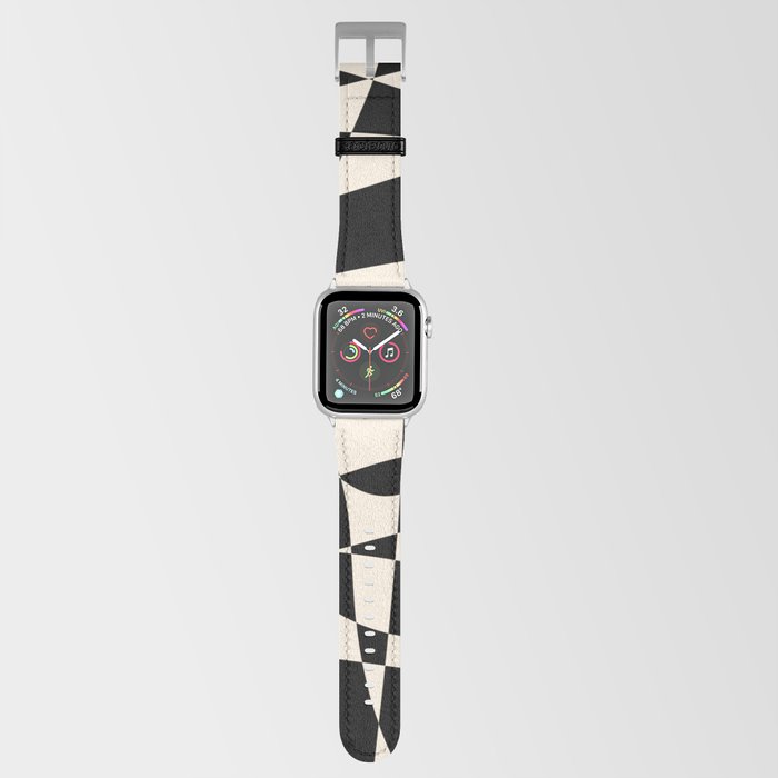 Deconstructed Harlequin Midcentury Modern Abstract Pattern Black and Almond Cream Apple Watch Band