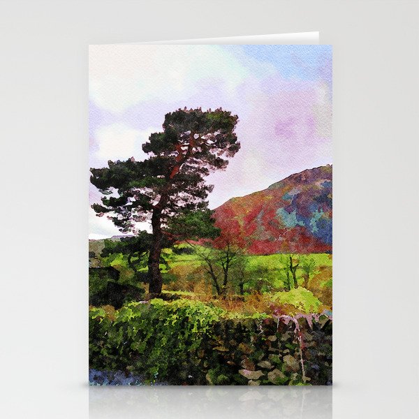 Pine and dry stone wall at Grasmere, Lake District, England Stationery Cards