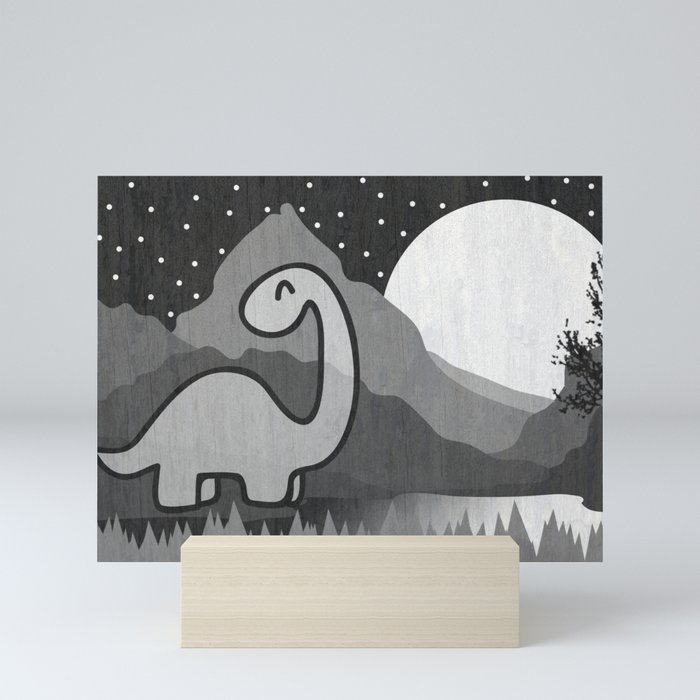  Dinosaur at midnight Mini Art Print