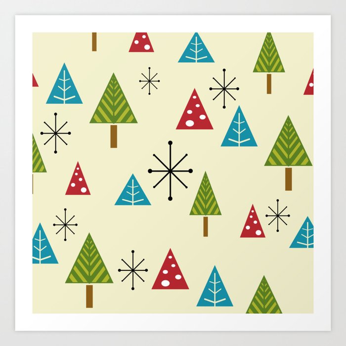 Mid Century Modern Christmas Trees Art Print By Zennykenny Society6