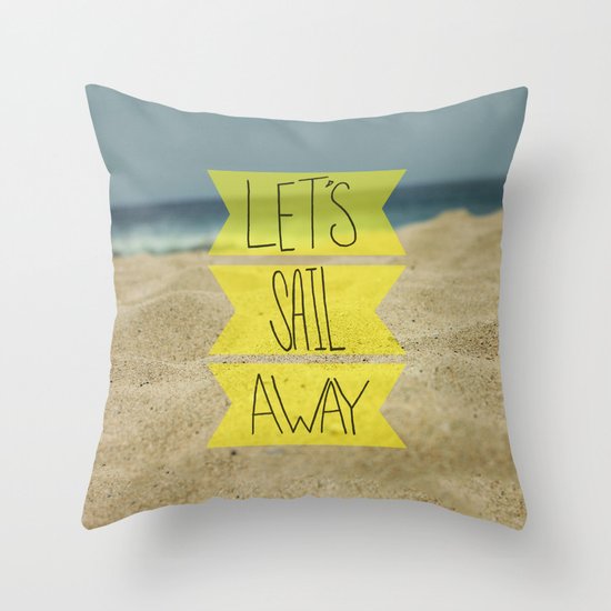 Let's Sail Away: Sandy Beach Throw Pillow