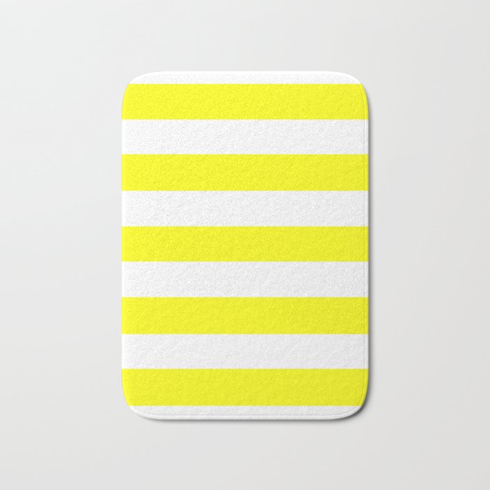Yellow - solid color - white stripes pattern Bath Mat