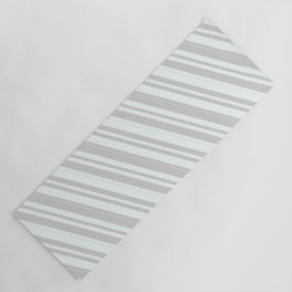 [ Thumbnail: Mint Cream and Light Gray Colored Stripes/Lines Pattern Yoga Mat ]