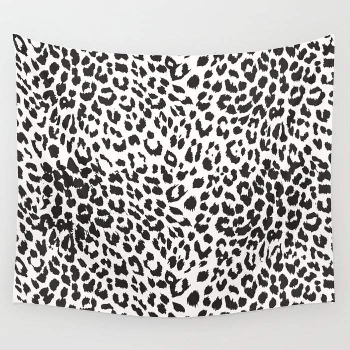 Black & White Leopard Print Wall Tapestry