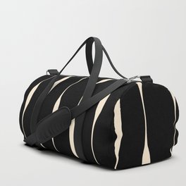 Threaded Stripes Painted Pattern in Black and Cream Duffle Bag