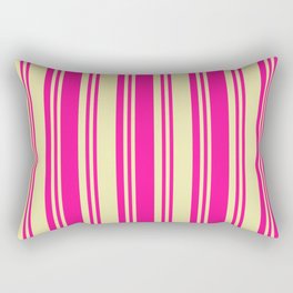 [ Thumbnail: Deep Pink and Pale Goldenrod Colored Lines/Stripes Pattern Rectangular Pillow ]