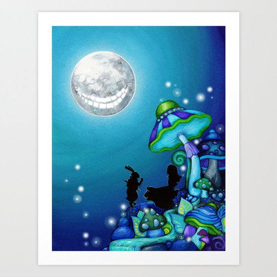 Alice in Wonderland and Cheshire Cat Art Print
