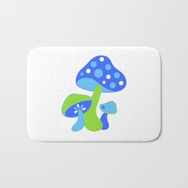 Vintage Style Blue Merry Mushrooms Bath Mat