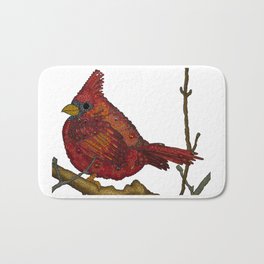 Cardinal Bath Mat | Christmas, Drawing, Colored Pencil, Red, Winter, Festive, Bird, Cardinal, Abstract, Pattern 