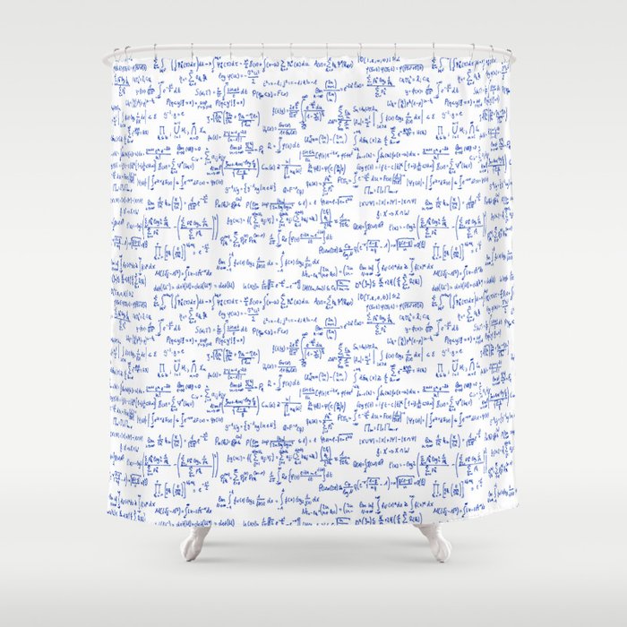 Blue Math Equations Shower Curtain