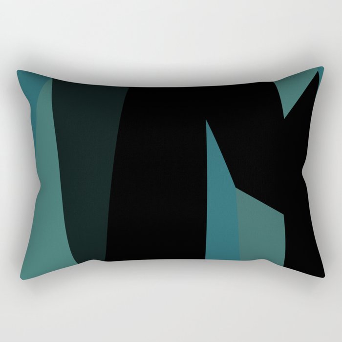 teal and black abstract Rectangular Pillow