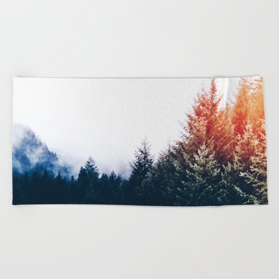 Waking up in a forest Beach Towel